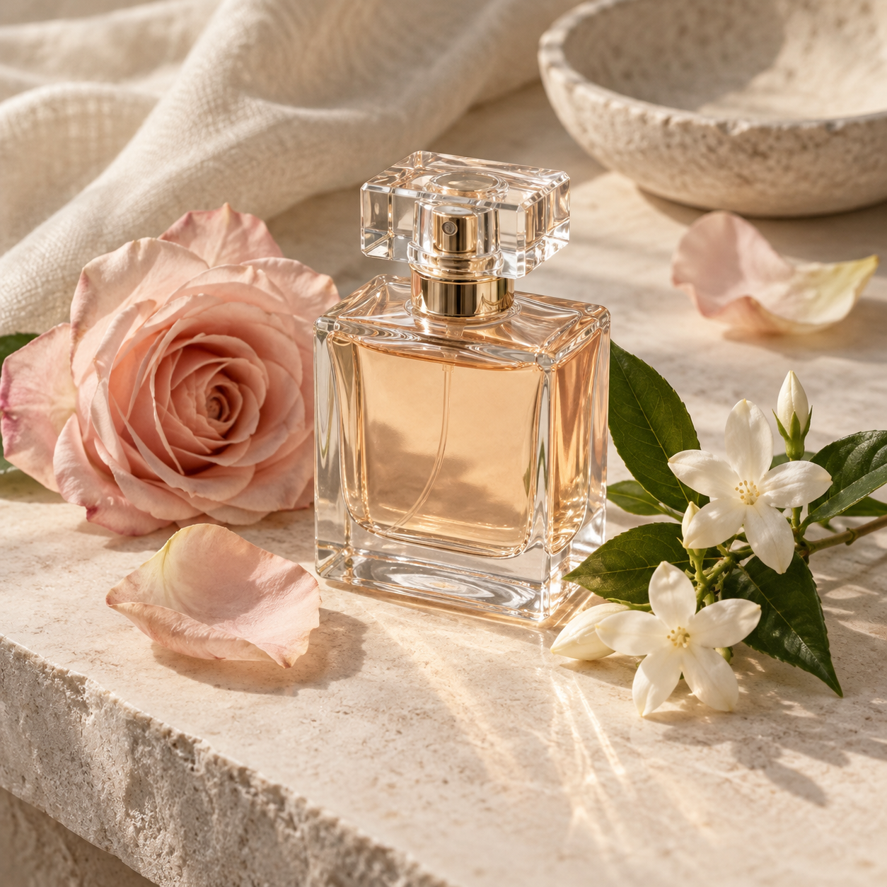 Unbranded perfume bottle with rose and jasmine for the Perfume fragrance collection at Smith & Kennedy Scents
