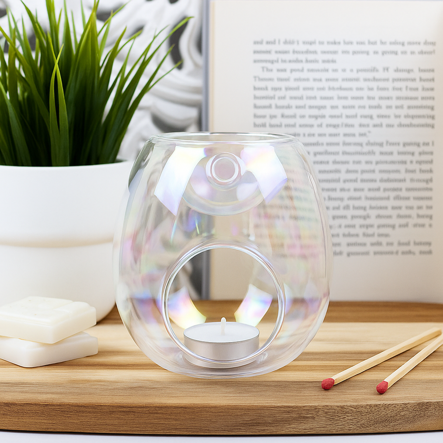 Clear Pearl Tea Light Wax Melt Burner