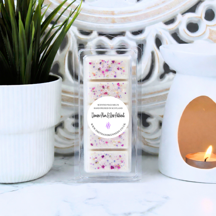 Damson Plum &amp; Rose Patchouli Wax Melt Snap Bar Best Wax Melts UK