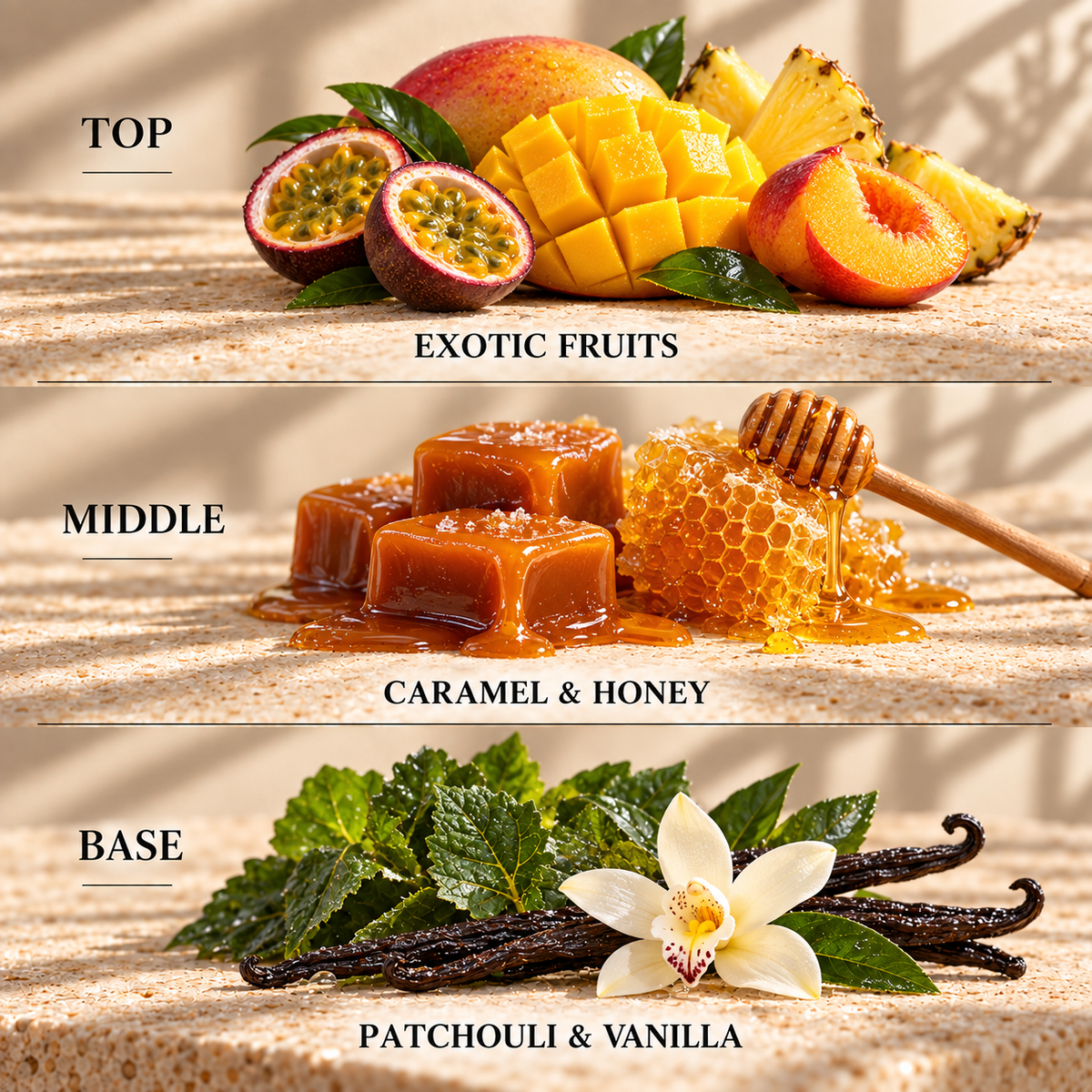Top, middle and base scent notes for Angel perfume inspired wax melt by Smith & Kennedy Scents