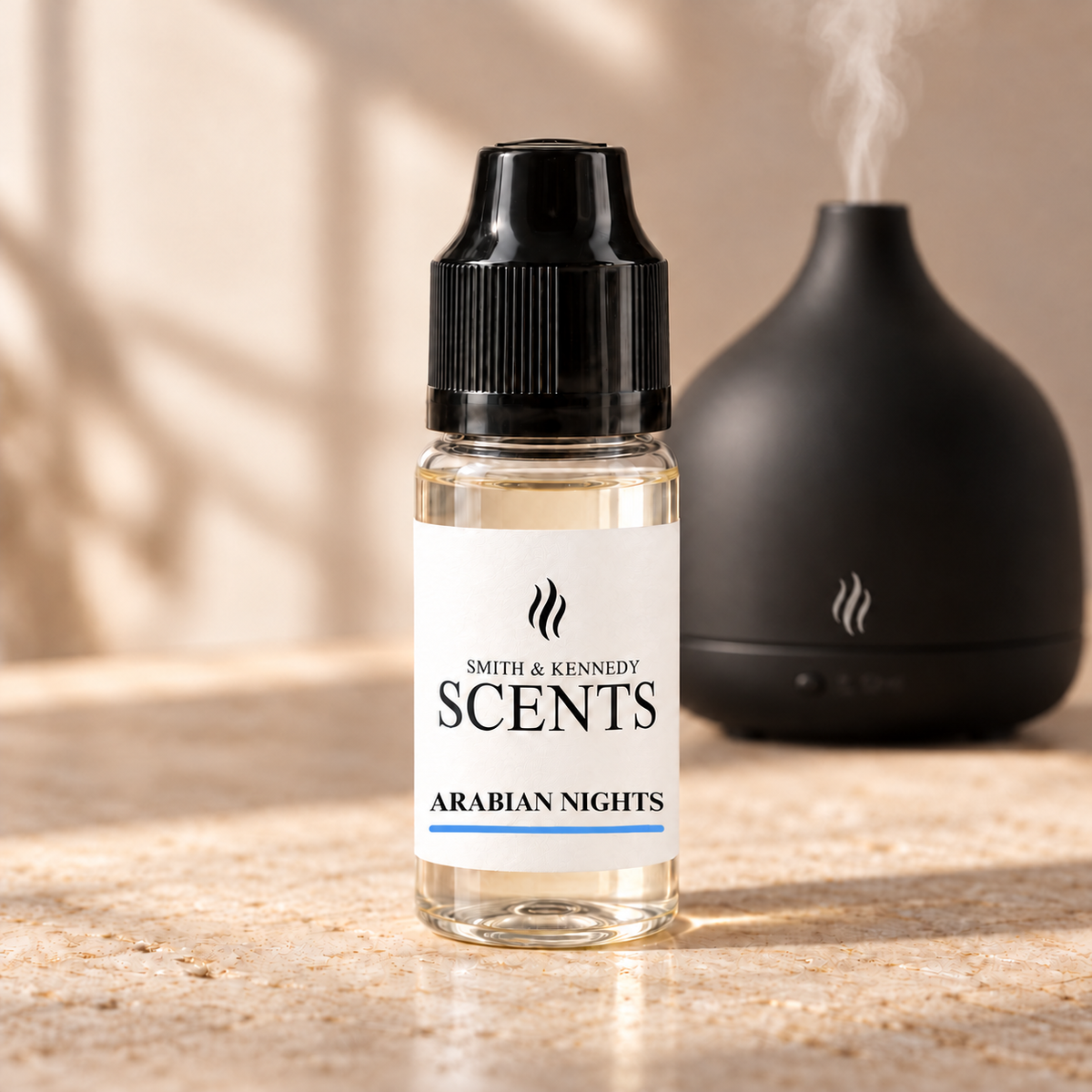 Arabian Nights aroma oil in 10ml plastic bottle with electric diffuser