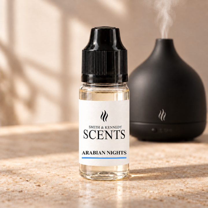 Arabian Nights aroma oil in 10ml plastic bottle with electric diffuser