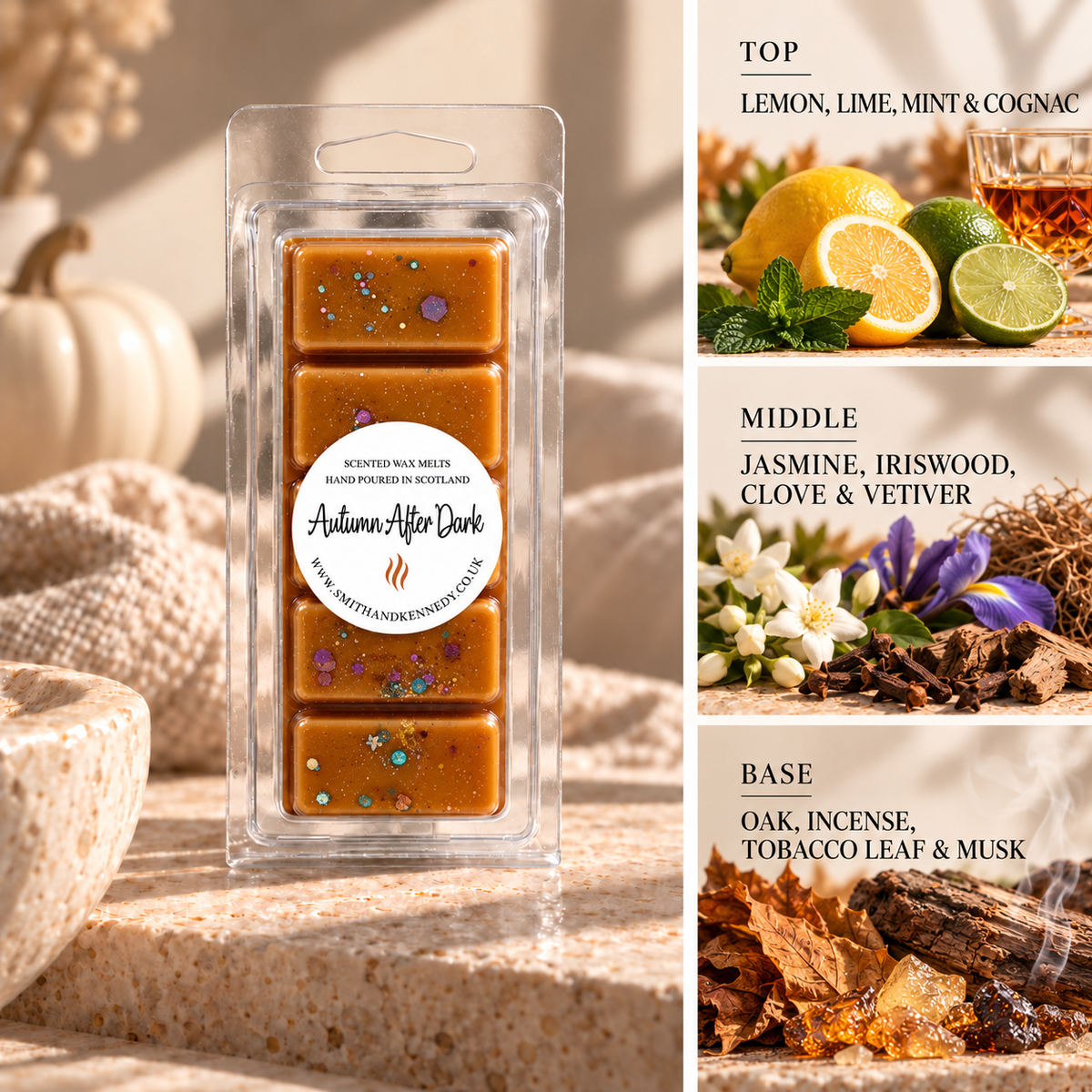 Autumn After Dark autumn inspired wax melt snap bar by Smith & Kennedy Scents