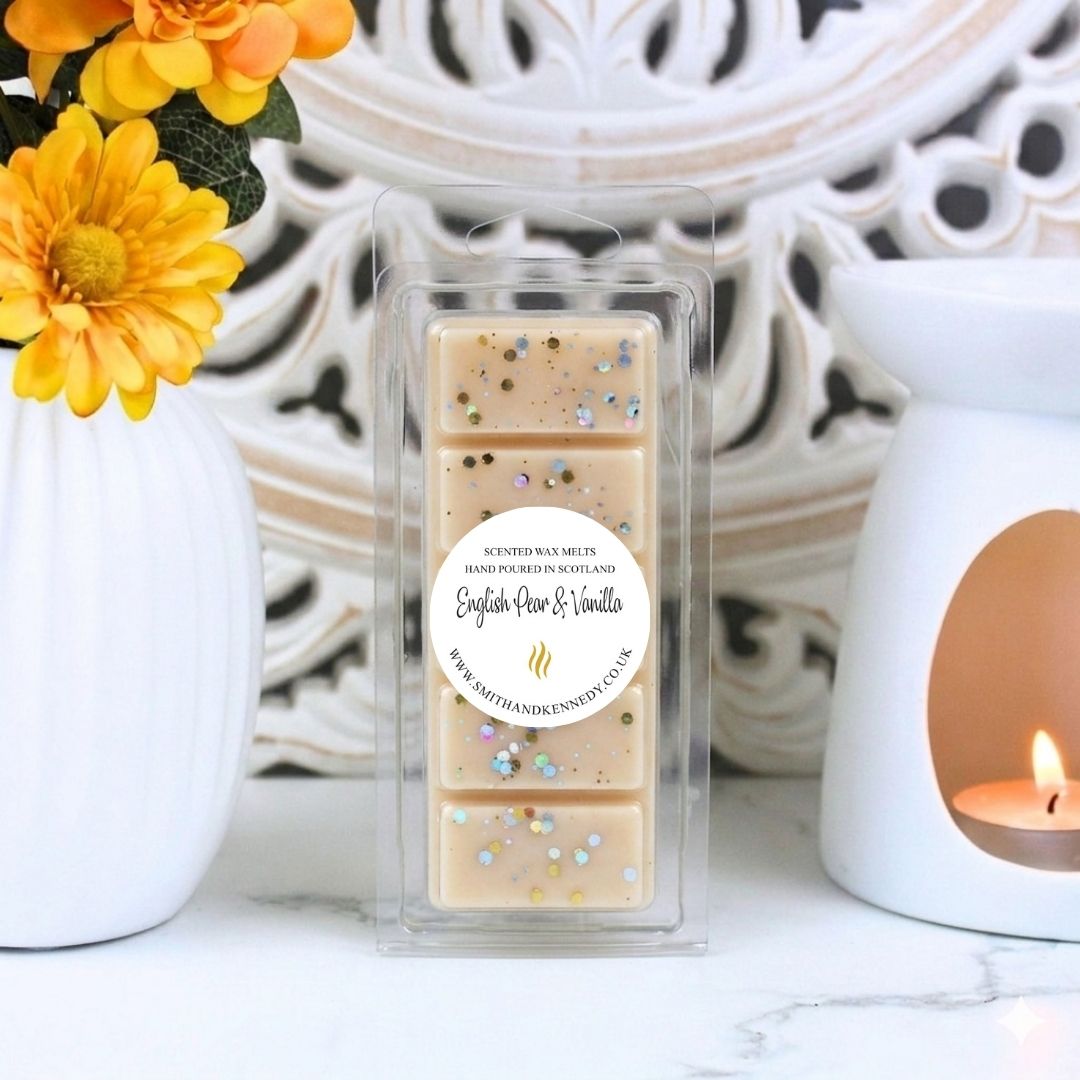 English Pear &amp; Vanilla Wax Melt Snap Bar - Handpoured In Glasgow Scotland