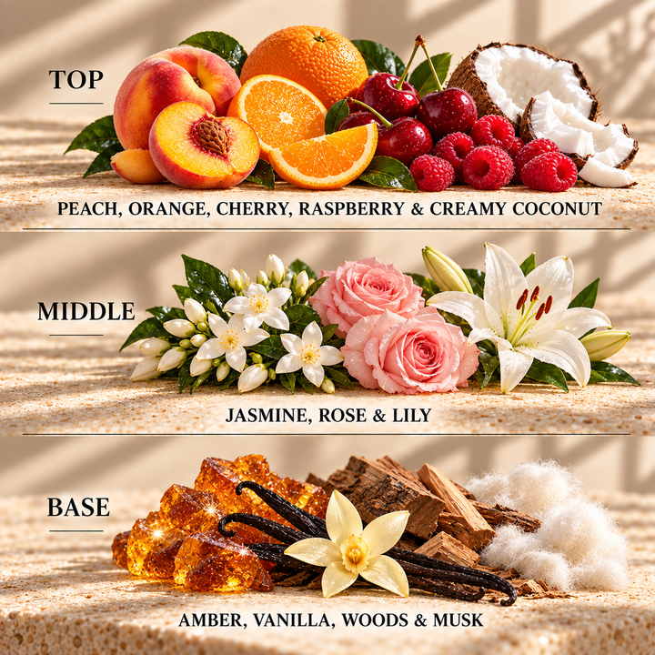Top, middle and base scent notes for Black Opium perfume inspired wax melt by Smith &amp; Kennedy Scents