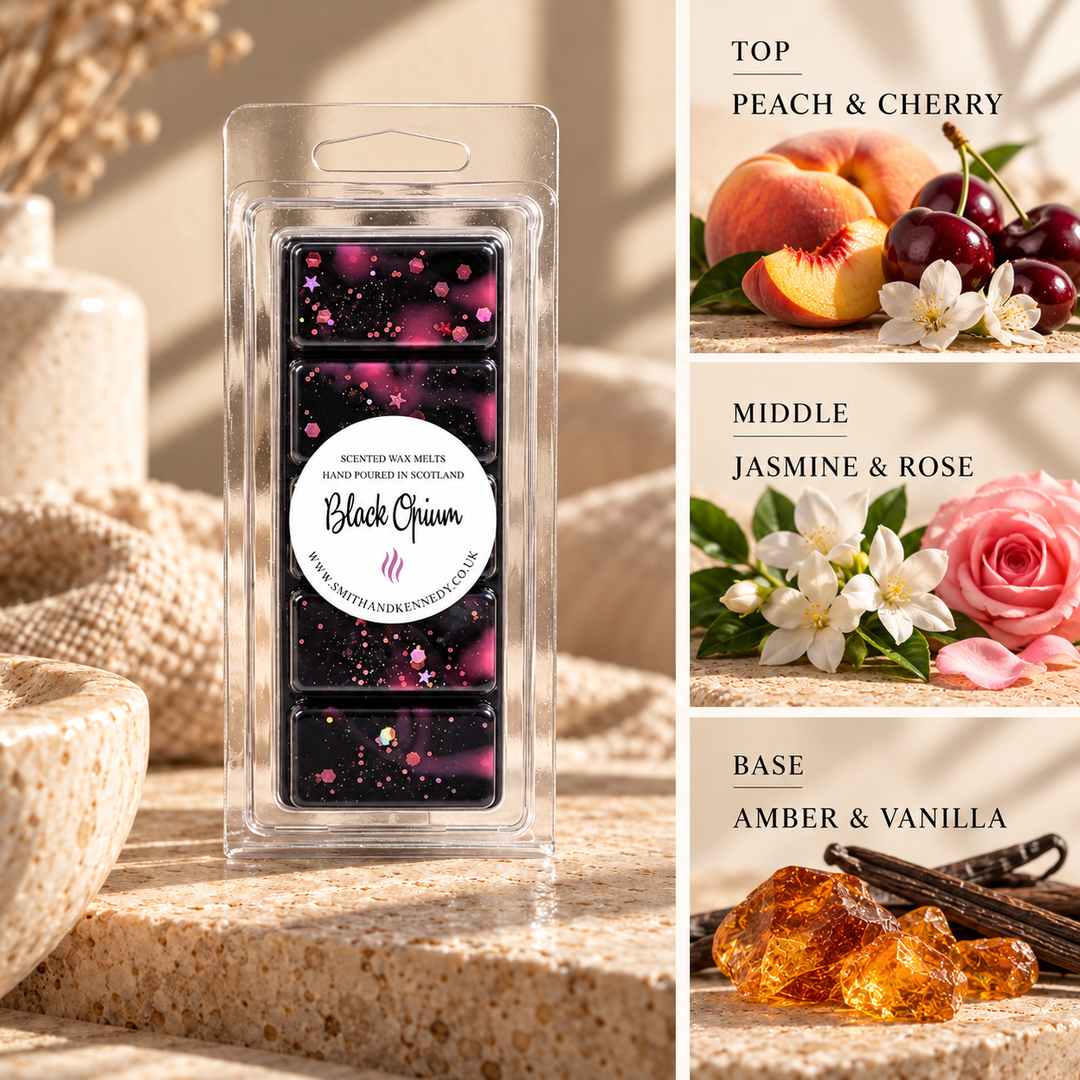 Black Opium perfume inspired wax melt snap bar by Smith &amp; Kennedy Scents