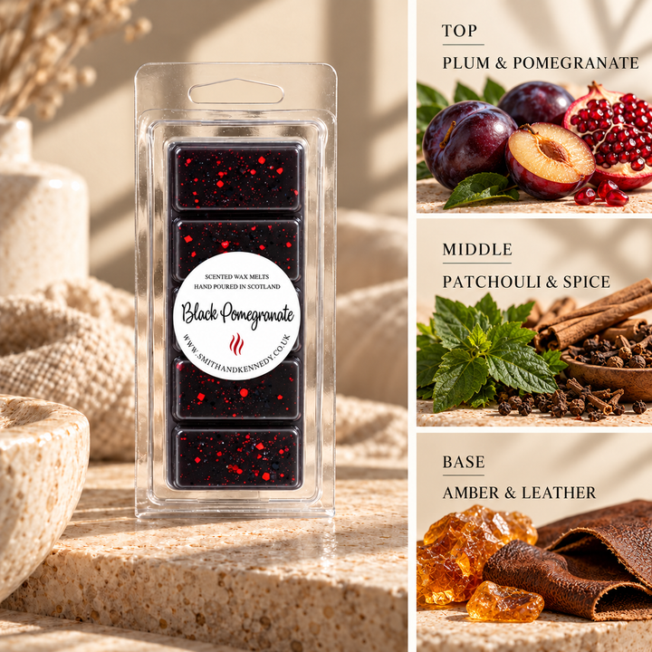 Black Pomegranate perfume inspired wax melt snap bar by Smith &amp; Kennedy Scents