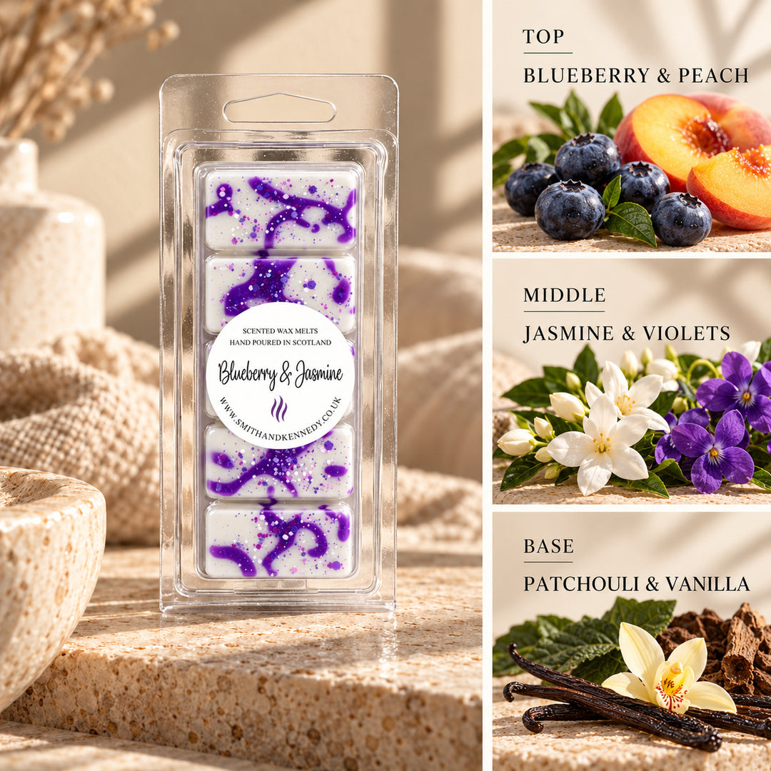 Blueberry &amp; Jasmine laundry inspired wax melt snap bar by Smith &amp; Kennedy Scents
