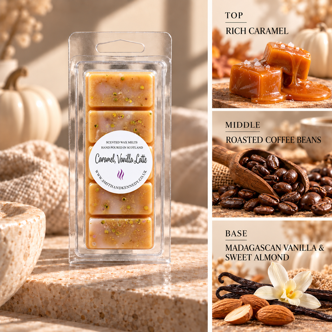 Caramel Vanilla Latte autumn inspired wax melt snap bar by Smith &amp; Kennedy Scents
