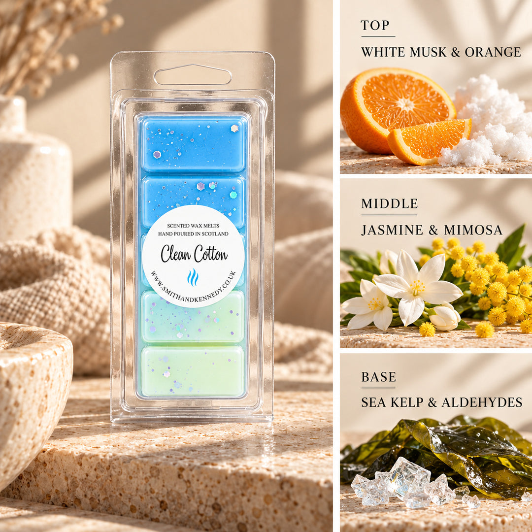 Clean Cotton laundry inspired wax melt snap bar by Smith &amp; Kennedy Scents