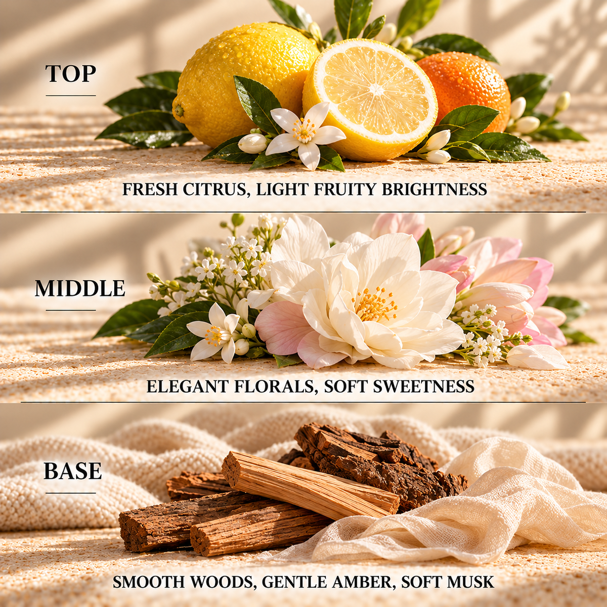 Top, middle and base scent notes for CoCo Madame perfume inspired wax melt by Smith & Kennedy Scents