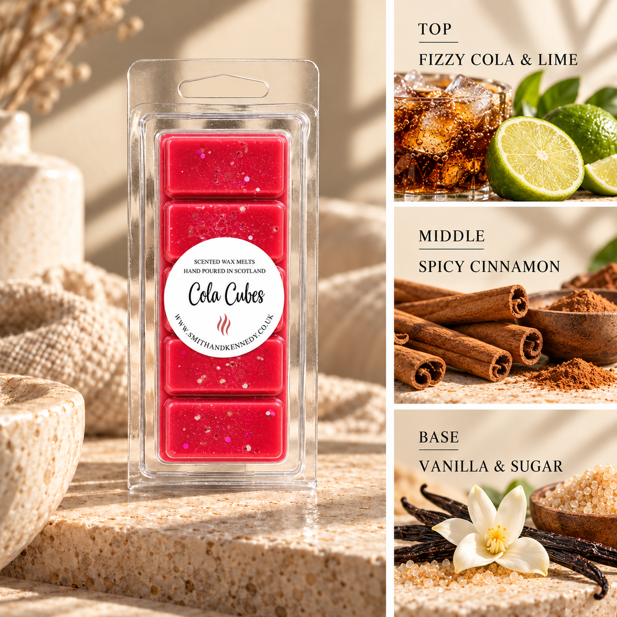Cola Cubes sweet inspired wax melt snap bar by Smith & Kennedy Scents