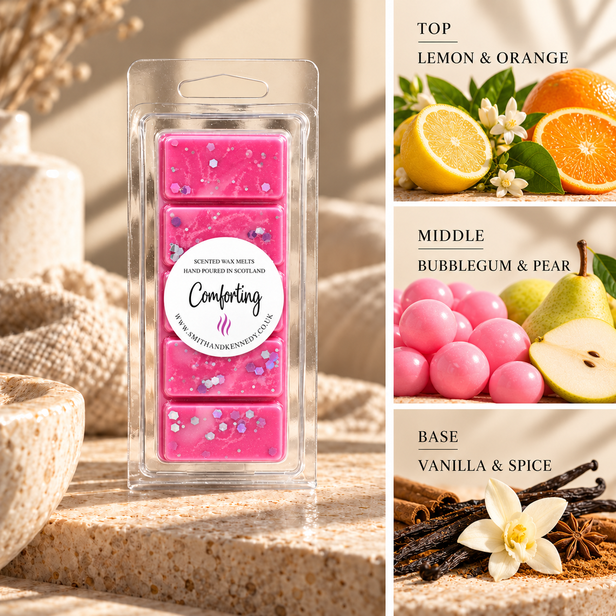 Comforting spa inspired wax melt snap bar by Smith & Kennedy Scents