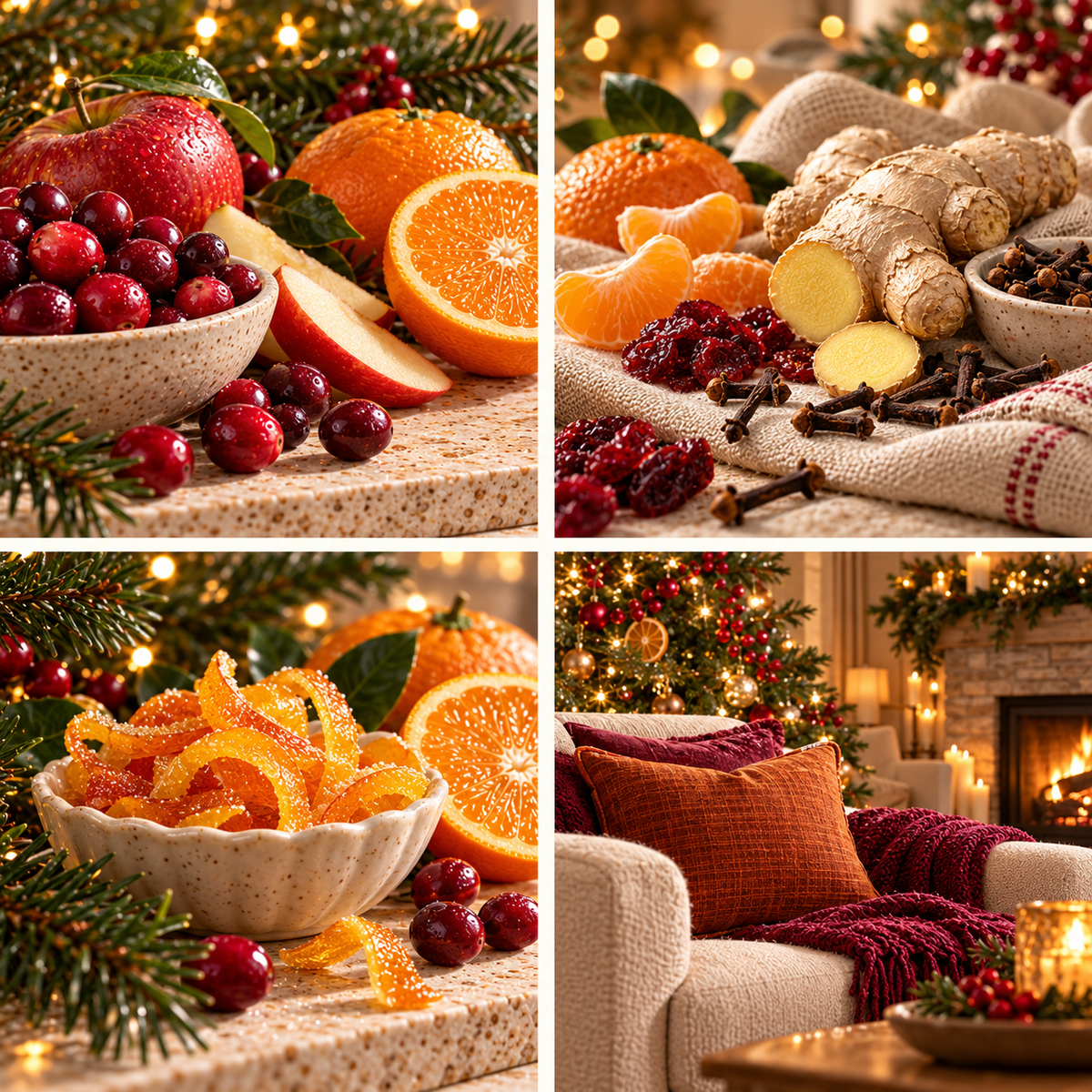 Cranberry and Spiced Ginger Christmas scent moodboard