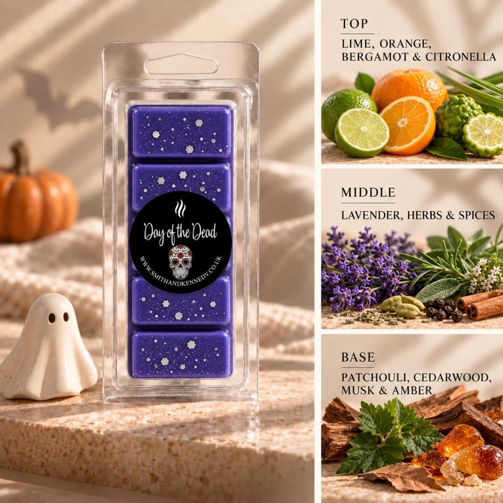 Day of the Dead halloween inspired wax melt snap bar by Smith &amp; Kennedy Scents