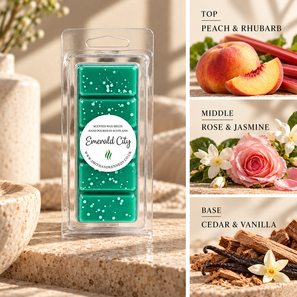 Emerald City laundry inspired wax melt snap bar by Smith & Kennedy Scents