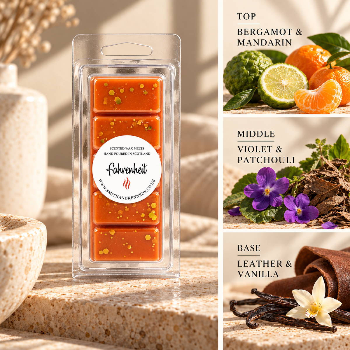 Fahrenheit aftershave inspired wax melt snap bar by Smith & Kennedy Scents