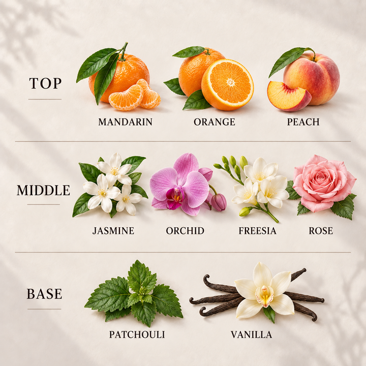 Flower Bomb Room &amp; Linen Spray fragrance notes: top, middle and base