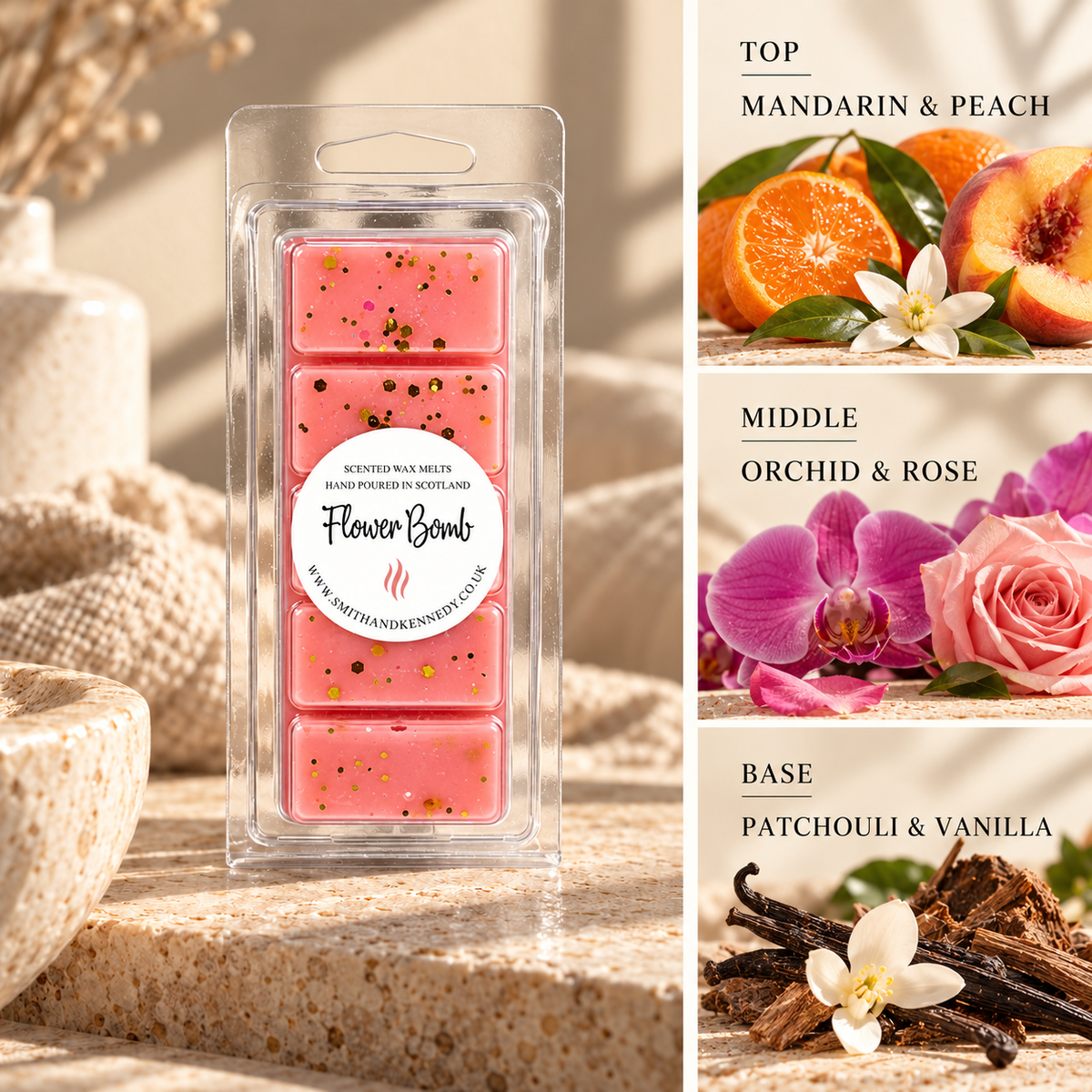 Flower Bomb perfume inspired wax melt snap bar by Smith & Kennedy Scents