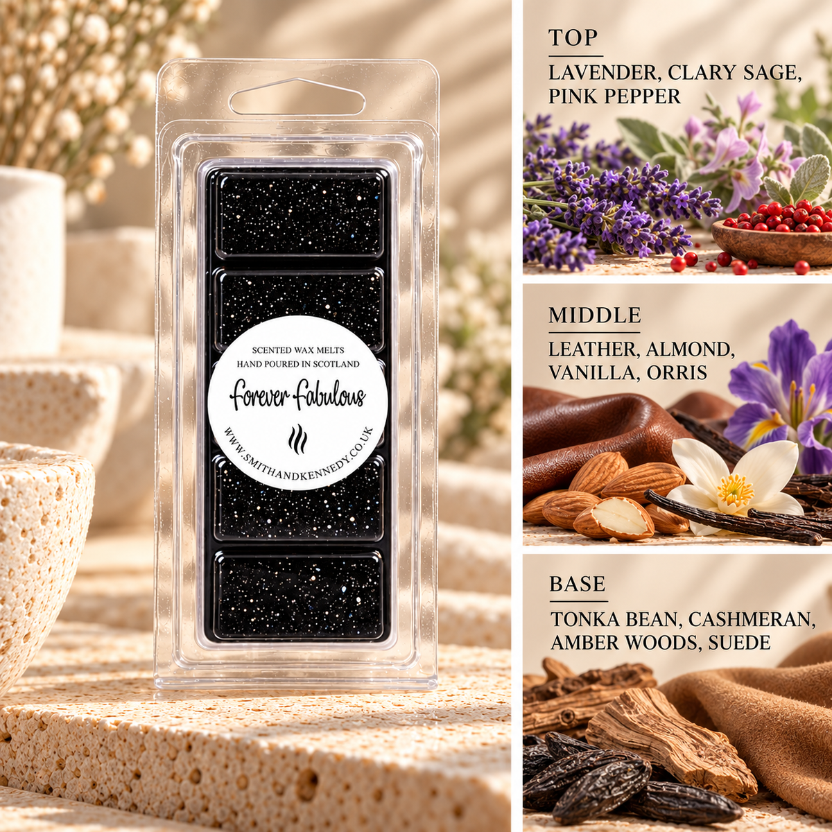 Forever Fabulous aftershave inspired wax melt snap bar by Smith & Kennedy Scents
