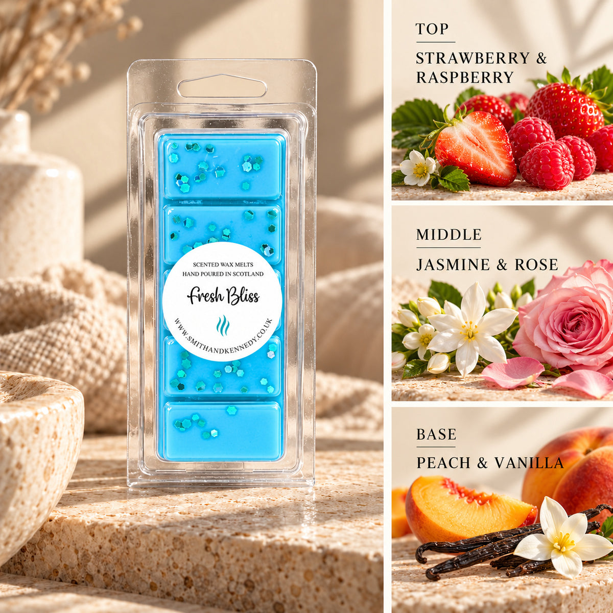 Fresh Bliss laundry inspired wax melt snap bar by Smith & Kennedy Scents