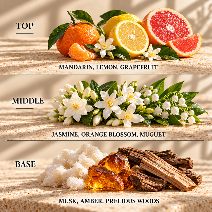Top, middle and base scent notes for Garden Of Zen spa inspired wax melt by Smith &amp; Kennedy Scents