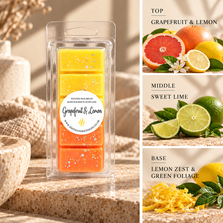 Grapefruit &amp; Lemon fruity inspired wax melt snap bar by Smith &amp; Kennedy Scents