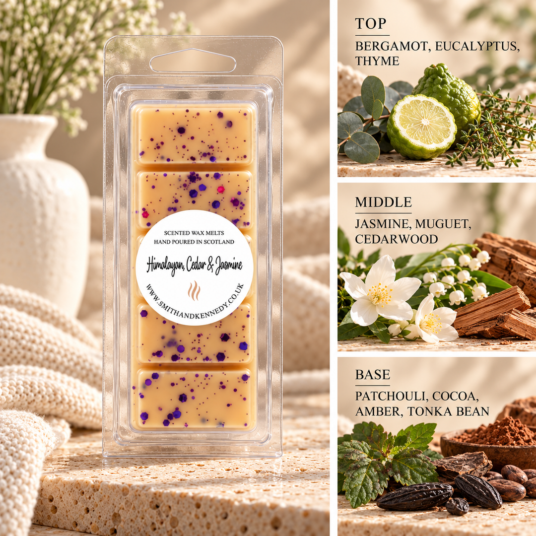 Himalayan Cedar &amp; Jasmine woody and floral scented wax melt snap bar by Smith &amp; Kennedy Scents