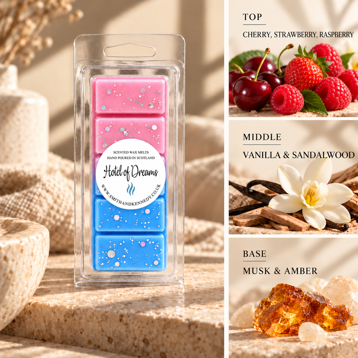 Hotel Of Dreams theme park inspired wax melt snap bar by Smith & Kennedy Scents