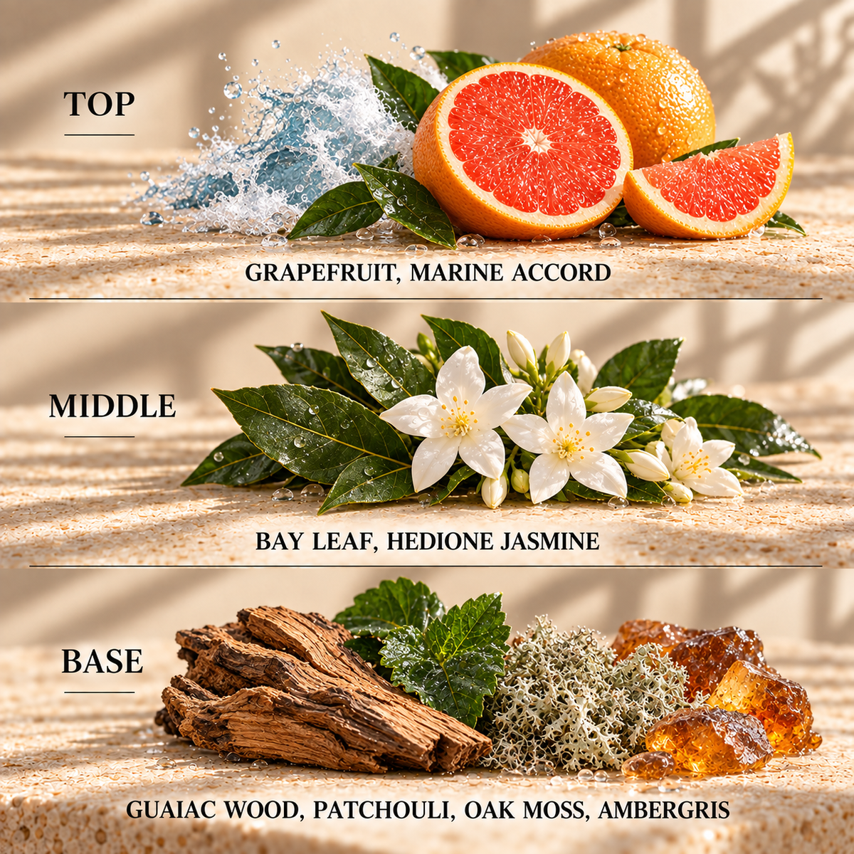 Top, middle and base scent notes for Invictus aftershave inspired wax melt by Smith & Kennedy Scents
