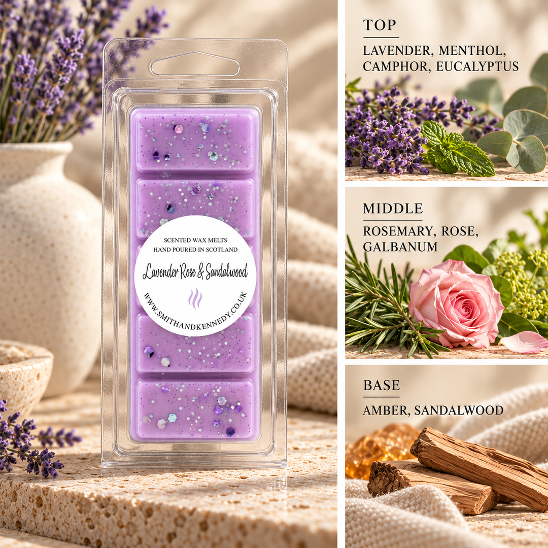 Lavender Rose &amp; Sandalwood spa inspired wax melt snap bar by Smith &amp; Kennedy Scents