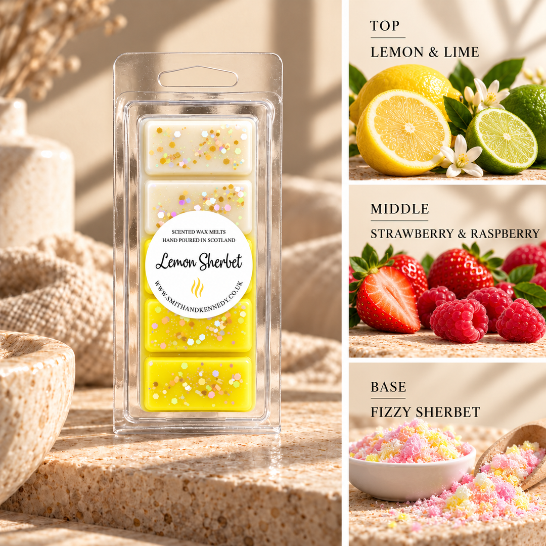 Lemon Sherbet sweet inspired wax melt snap bar by Smith &amp; Kennedy Scents