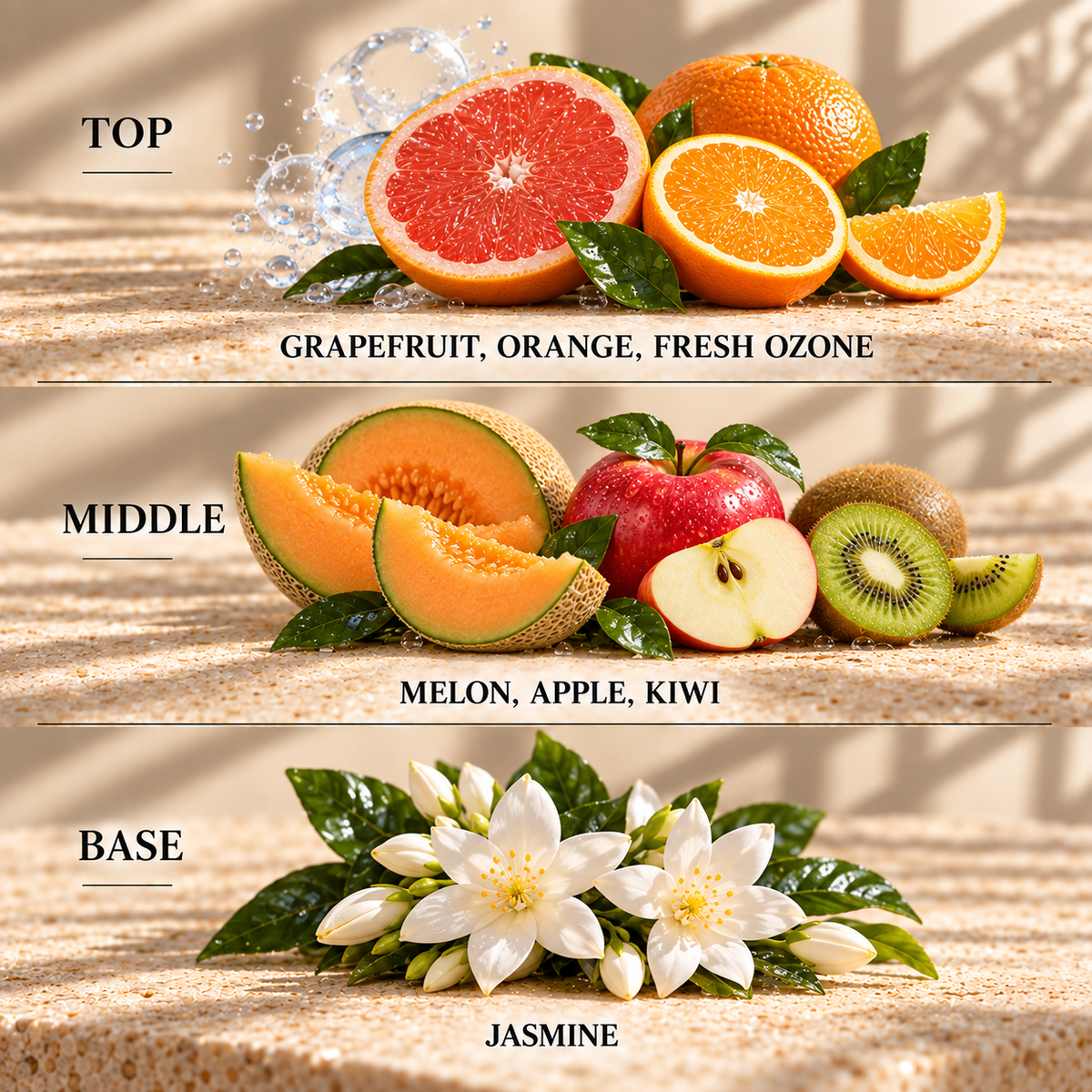 Top, middle and base scent notes for Love Spell perfume inspired wax melt by Smith & Kennedy Scents