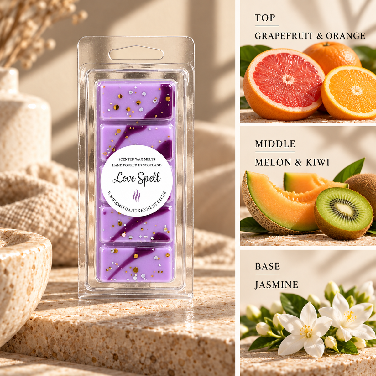 Love Spell perfume inspired wax melt snap bar by Smith & Kennedy Scents