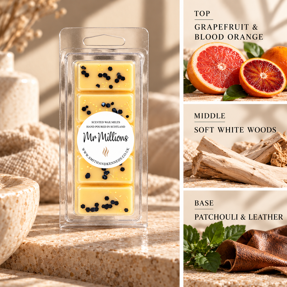 Mr Millions aftershave inspired wax melt snap bar by Smith & Kennedy Scents
