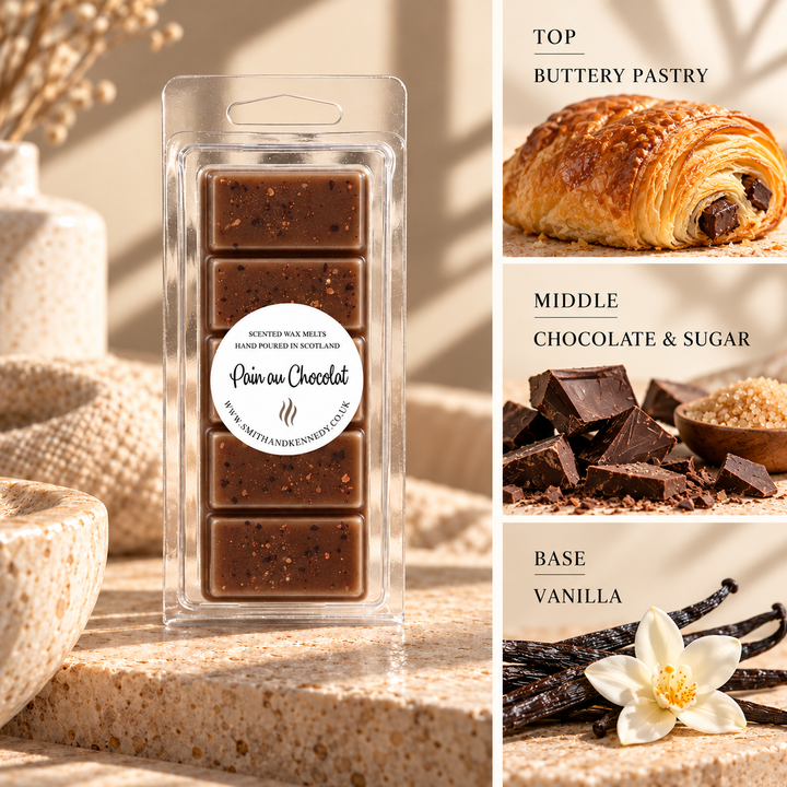 Pain Au Chocolat bakery inspired wax melt snap bar by Smith &amp; Kennedy Scents