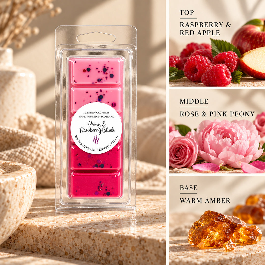 Peony &amp; Raspberry Blush laundry inspired wax melt snap bar by Smith &amp; Kennedy Scents