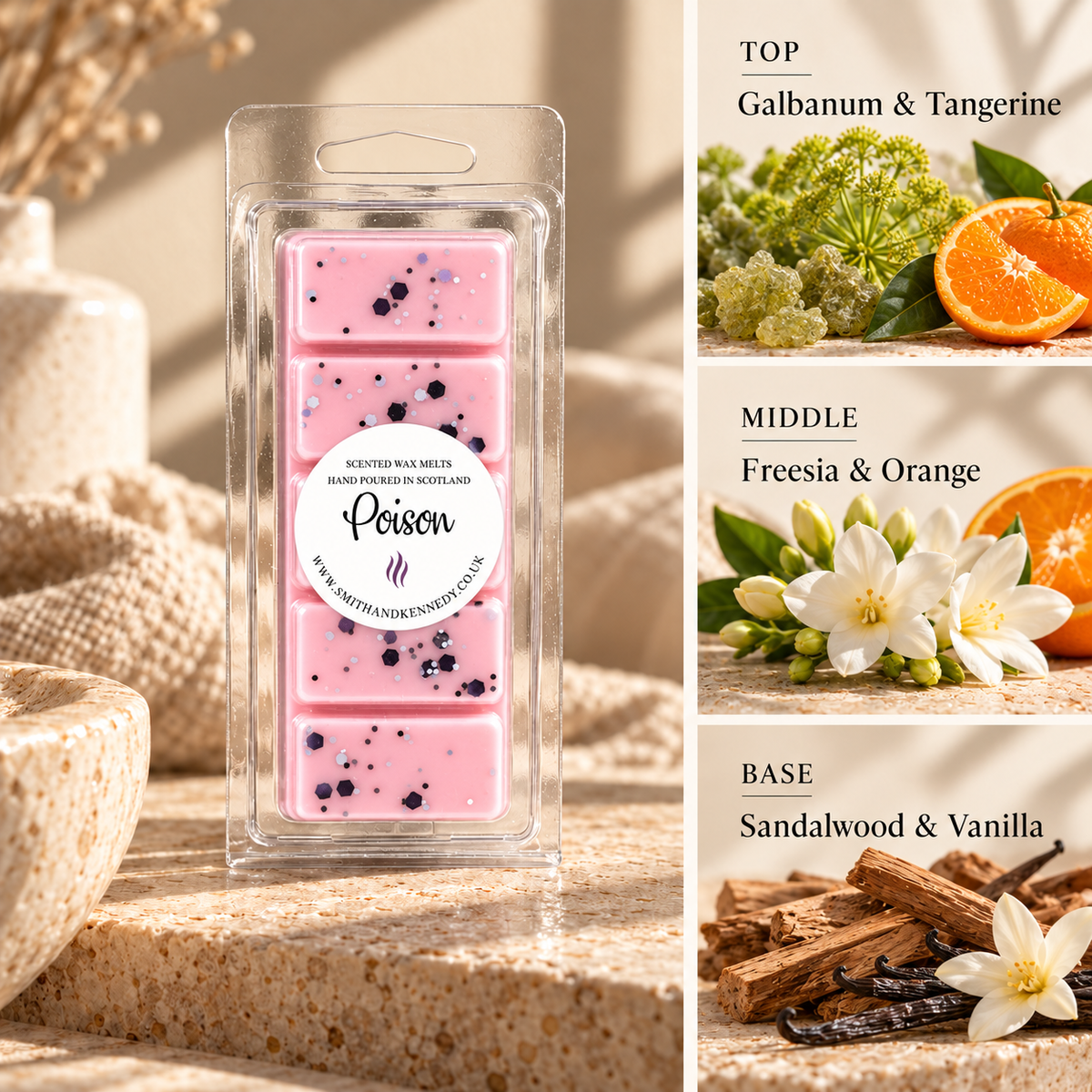 Poison perfume inspired wax melt snap bar by Smith & Kennedy Scents