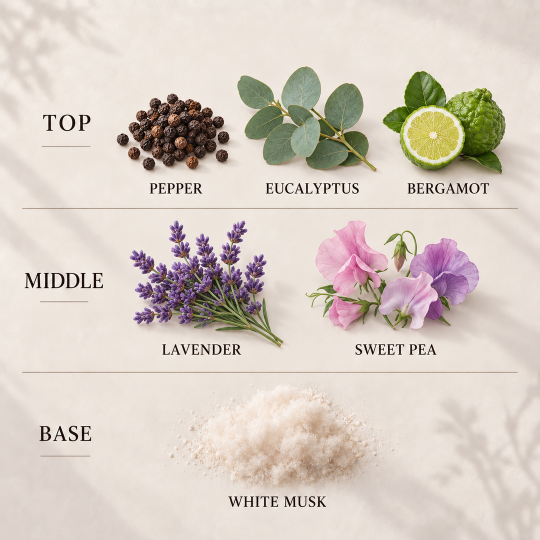 Pyjama Time Room &amp; Linen Spray fragrance notes: top, middle and base