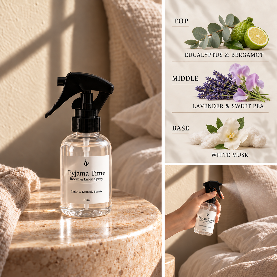 Pyjama Time Room &amp; Linen Spray with eucalyptus, bergamot, lavender, sweet pea and white musk notes