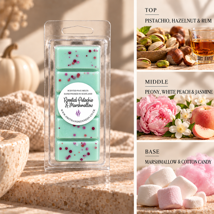 Roasted Pistachio &amp; Marshmallow autumn inspired wax melt snap bar by Smith &amp; Kennedy Scents