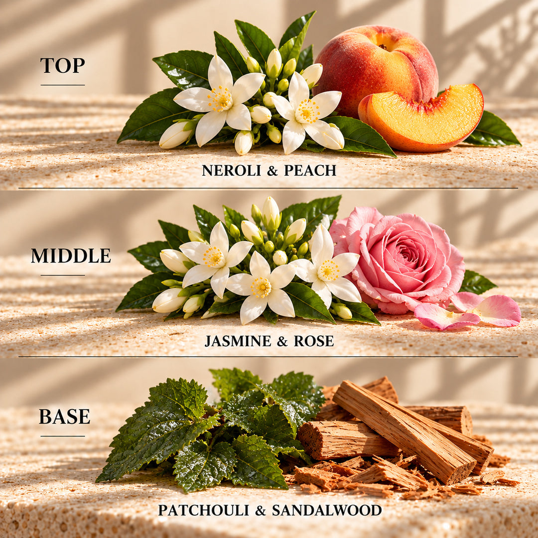 Top, middle and base scent notes for Ruby &amp; Jasmine laundry inspired wax melt by Smith &amp; Kennedy Scents