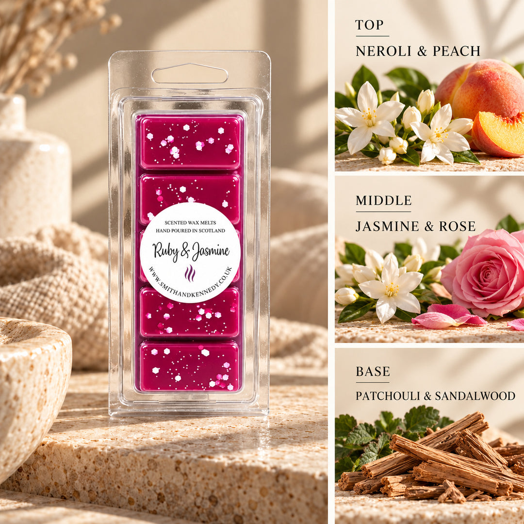 Ruby &amp; Jasmine laundry inspired wax melt snap bar by Smith &amp; Kennedy Scents
