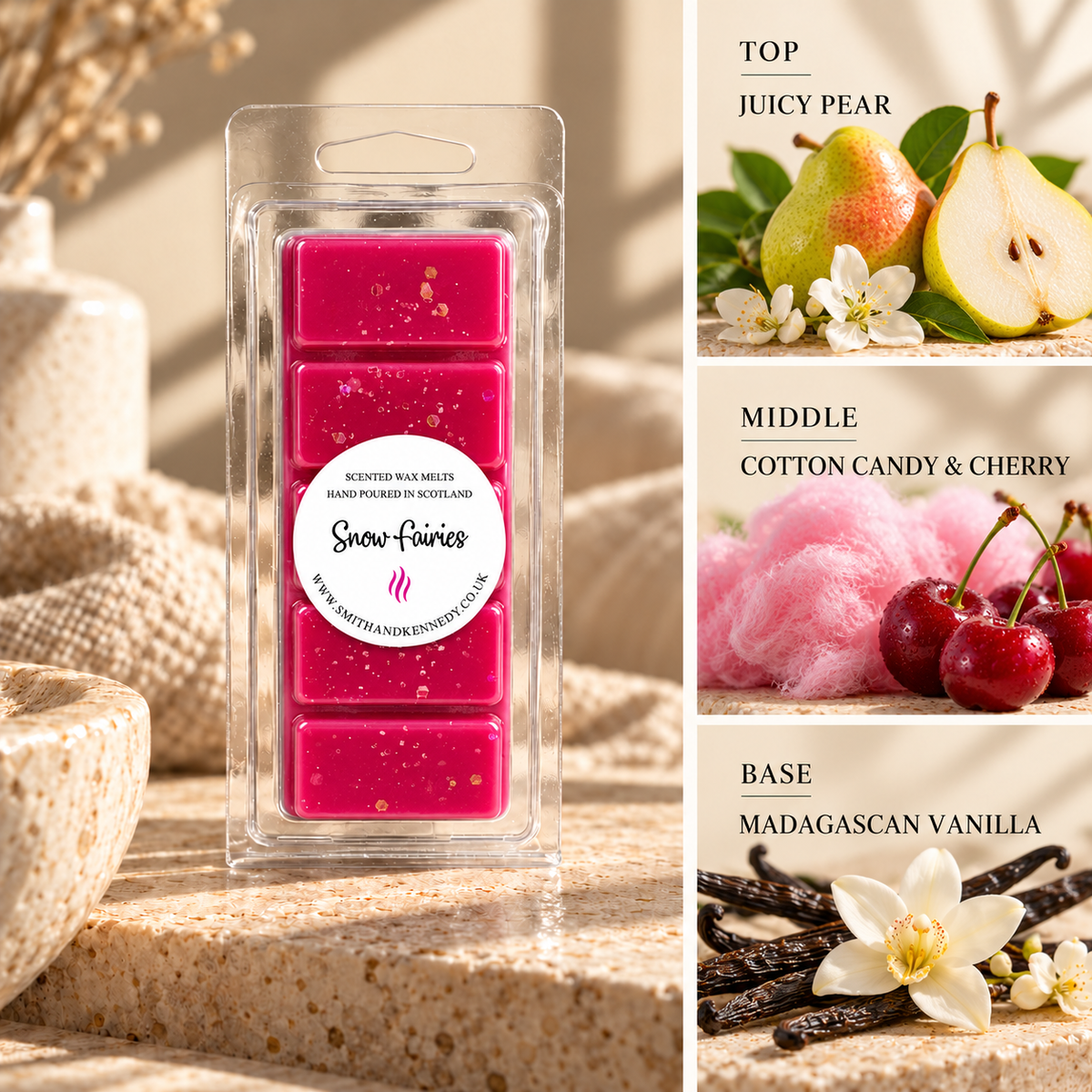 Snow Fairies sweet inspired wax melt snap bar by Smith & Kennedy Scents