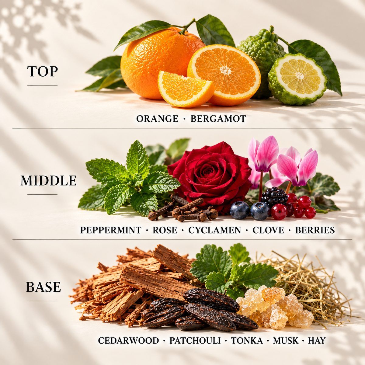 Top, middle and base scent notes for Snuggle Season autumn inspired wax melt by Smith & Kennedy Scents