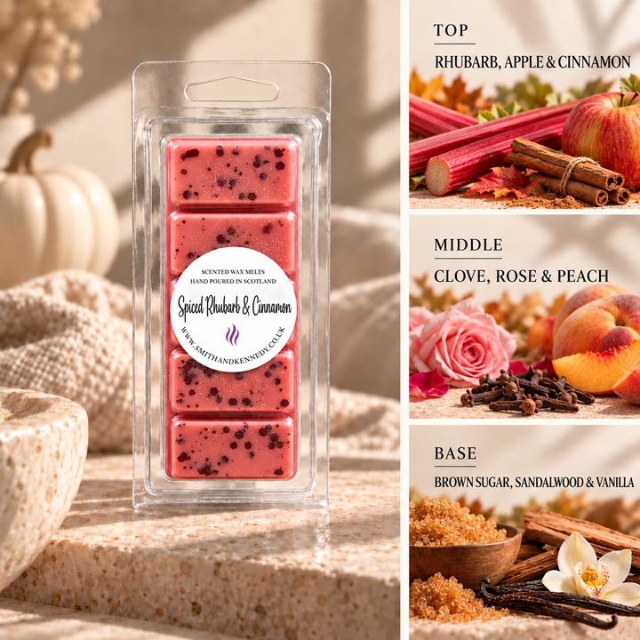 Spiced Rhubarb &amp; Cinnamon autumn inspired wax melt snap bar by Smith &amp; Kennedy Scents