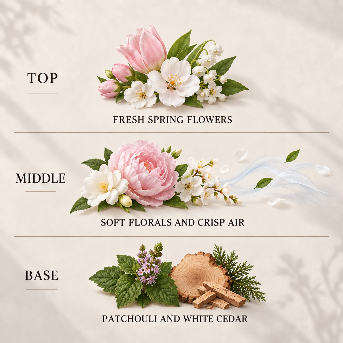 Spring Awakening Room & Linen Spray fragrance notes: top, middle and base