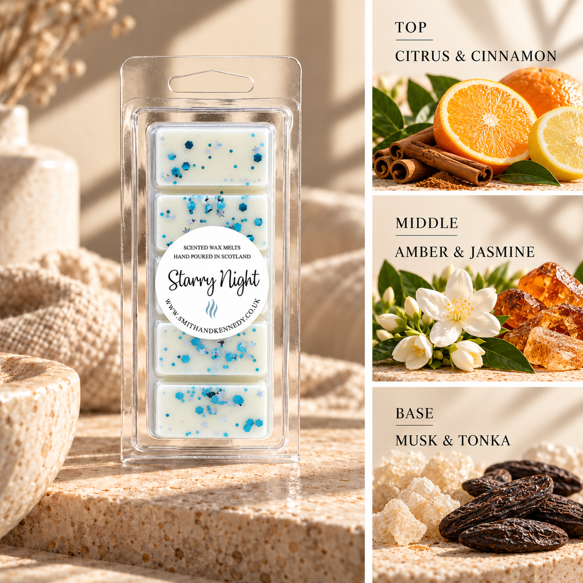 Starry Night relaxing wax melt snap bar by Smith & Kennedy Scents