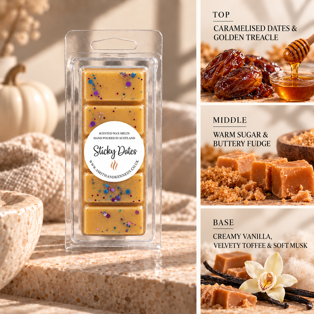 Sticky Dates autumn inspired wax melt snap bar by Smith &amp; Kennedy Scents