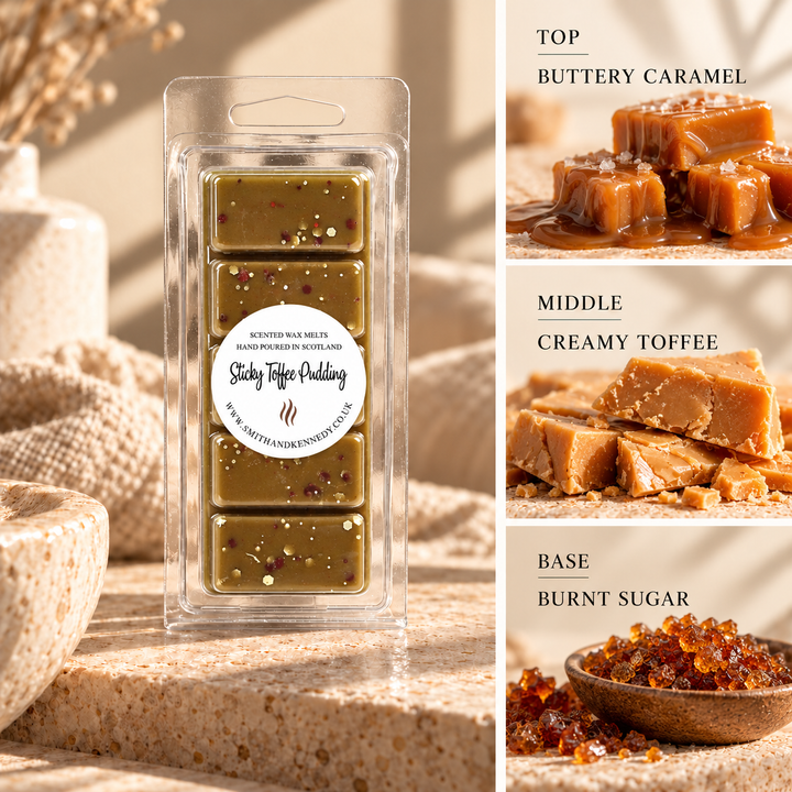 Sticky Toffee Pudding bakery inspired wax melt snap bar by Smith &amp; Kennedy Scents